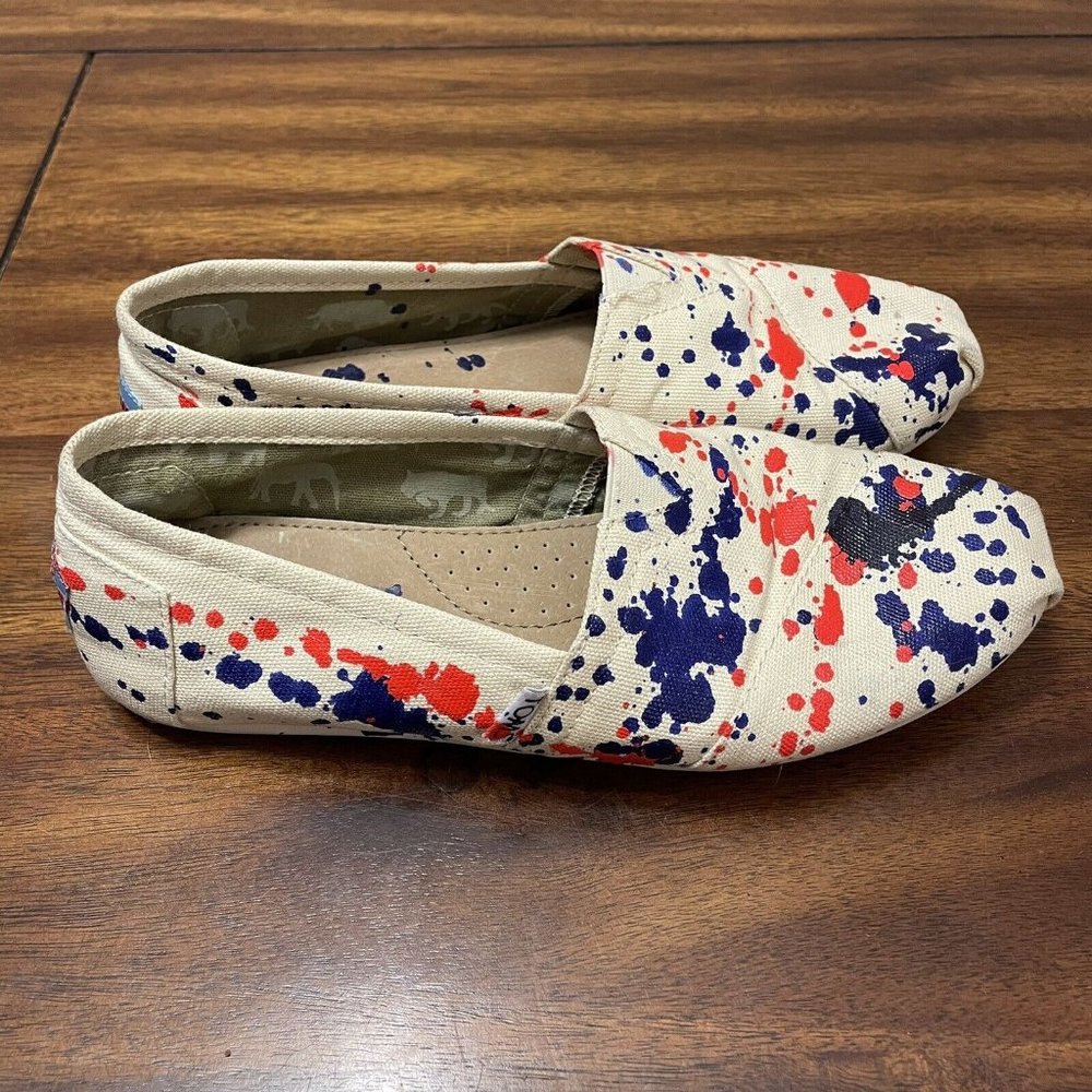 Paint Splatter Toms Canvas SlipOn Shoes Size 7.5 Wom… Gem